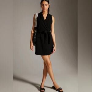 New Anthropologie Black Sleeveless Fashion Mini Dress - Women's Medium